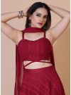 Maroon Lehenga With Stylish Sleeveless Crop Top